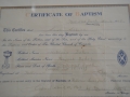 baptismal certificate for sarah sabina baker smith