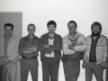 June Drover, Stewart Marsh, Av Drover, Willis Peddle, and Reg Spurrell. Volunteer Firefighters, 1990