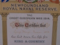 Certificate sent to the Stringer family upon the death of their son. (Contributed by Barry Stringer)