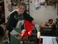 Dot proudly displaying freshly baked bread.