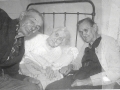 Isaac John Smith with sisters Rosamond (in bed) and Annie, Oct 1959