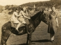 Olive Green Jacobs and her fathers David Jacobs horse with Irene and Dinah mid 1940s