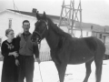 May and Ted Vey and horse Long Beach c1954
