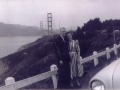Bernard and granddaughter, Rozanne Shaw, taken in 1958. San Francisco-Oakland Bay Bridge in background. (Courtesy of Rozanna