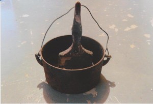 A pitch pot. Owned by Edgar Smith Gooseberry Cove