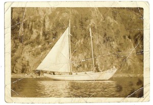 The I.M.P. moored at Caplin Cove in 1940, just prior to its delivery to Mr. Kocsis in New Jersey in the summer of 1940. (Photo donated by Glen Drodge, great grandson of John Thoms Drodge)