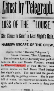Schooner Louise_Captain Edmund Seward_Evening Telegram_Feb 2, 1889
