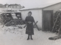 Island Cove Beluah Spurrell beside George Smith shed and flake_Annie Smith