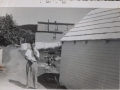 Island Cove Fred Smith house and Arthur Will shed with Norm and dog Tip_Annie Smith