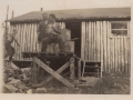 Three men on bridge of camp c1940s. (courtesy of Lester Green)