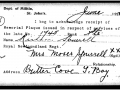 Receipt for Memeorial Plaque